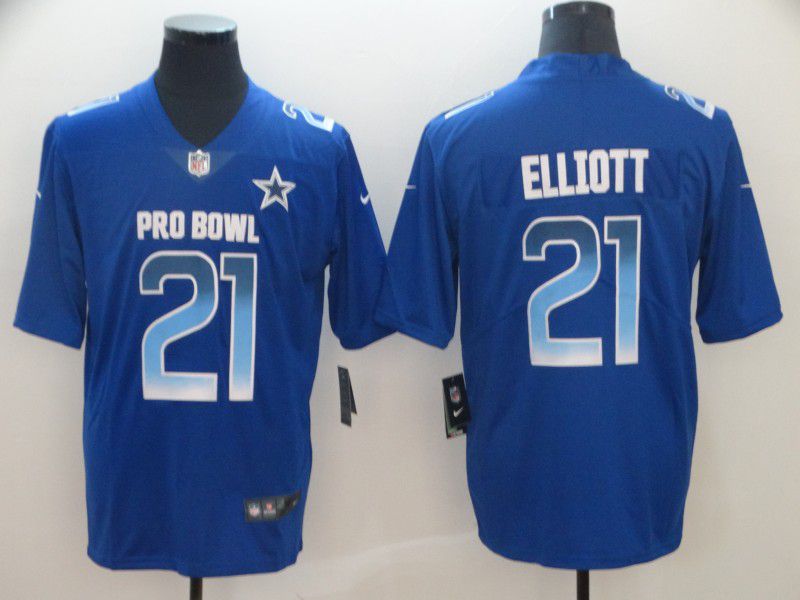 Men Dallas Cowboys #21 Elliott Blue Nike Royal 2019 Pro Bowl Limited Jersey